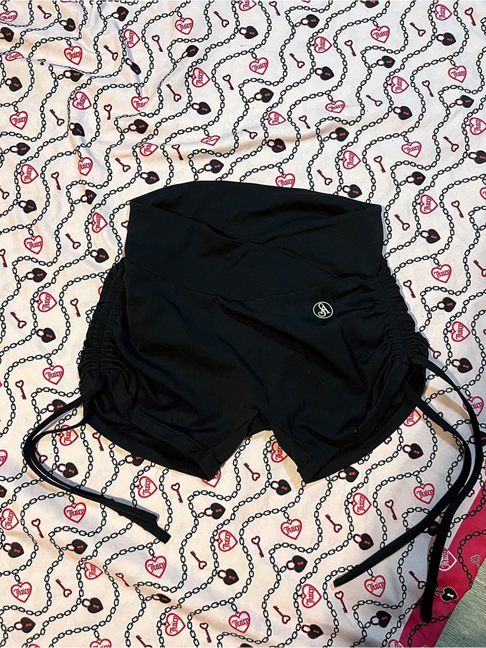 Women's Black Athletic Ruched Side Shorts